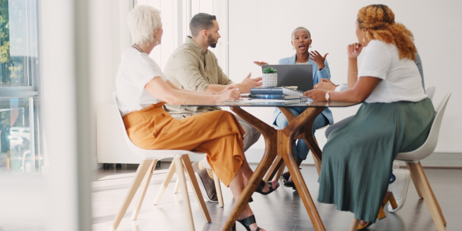 Team of people at a work table